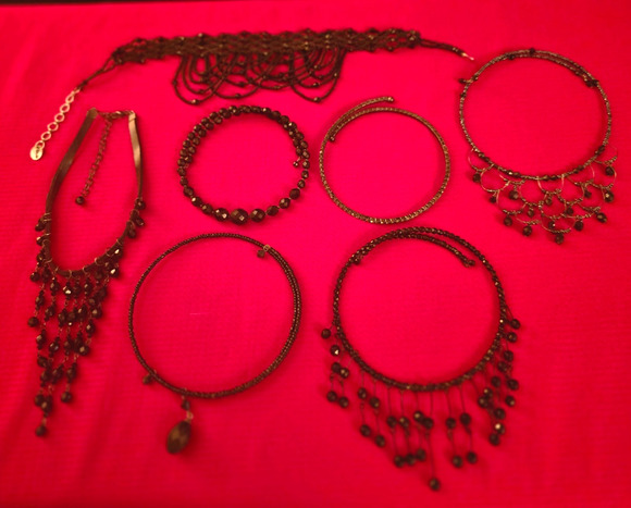 Unbranded Jewelry - Lot of 7 Vintage Black Beaded Choker Necklaces Fringe Statement Gothic Boho